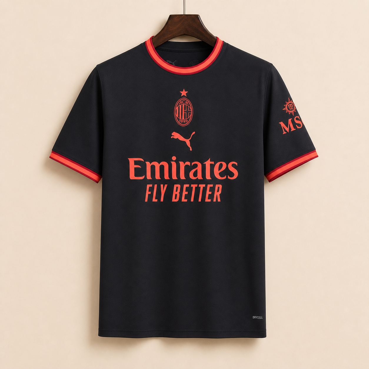AC Milan - Troisième maillot 2026/27 - Noir et Rouge Fluorescent - Vue avant