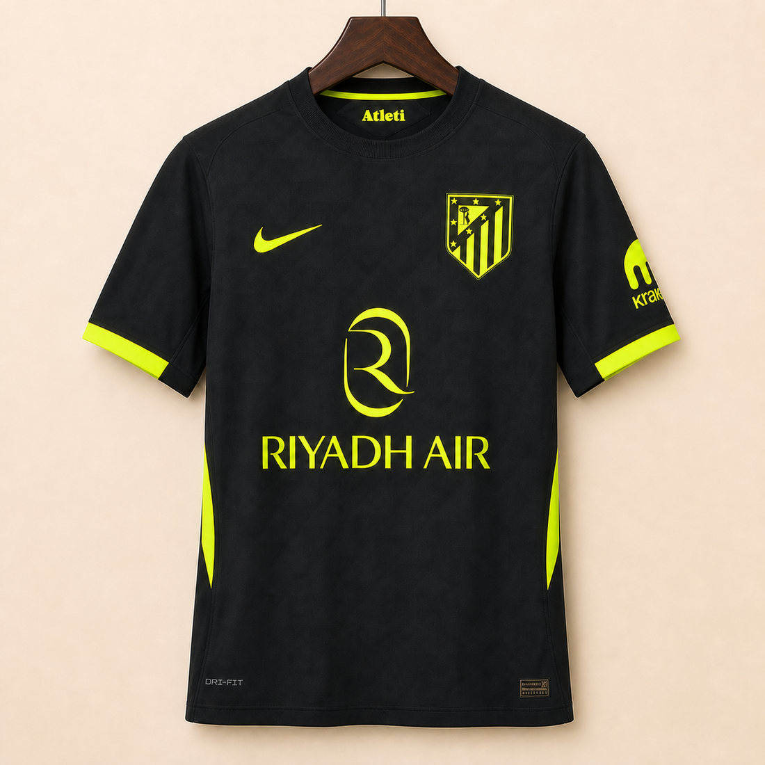 Atlético de Madrid - Maillot extérieur 2026/27 - Noir et Volt - Vue avant