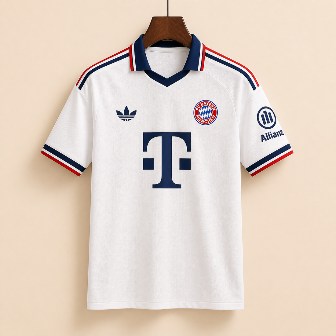 Bayern Munich - Maillot extérieur 2026/27 - Blanc Rétro - Vue avant