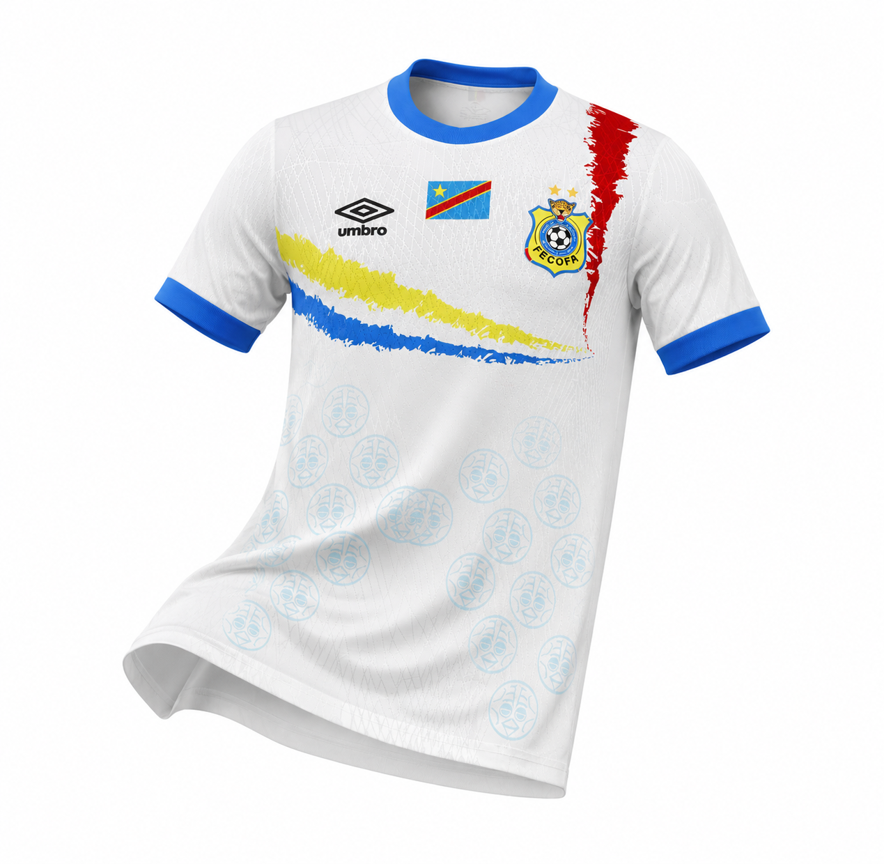 RD Congo – Maillot Domicile 26/27 – Blanc, Bleu, Jaune & Rouge