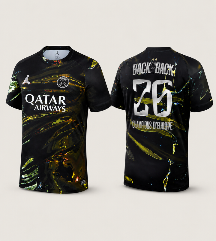 PSG - 2 Étoiles Back To Back Champions D'Europe 25/26 - Noir Multicolore