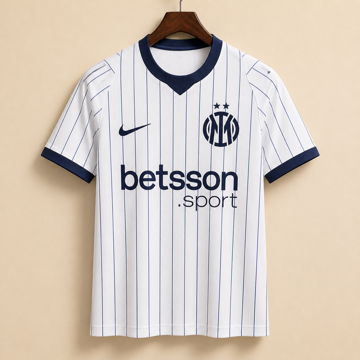 Inter Milan - Maillot extérieur 2026/27 - Blanc à Rayures Bleues - Vue avant