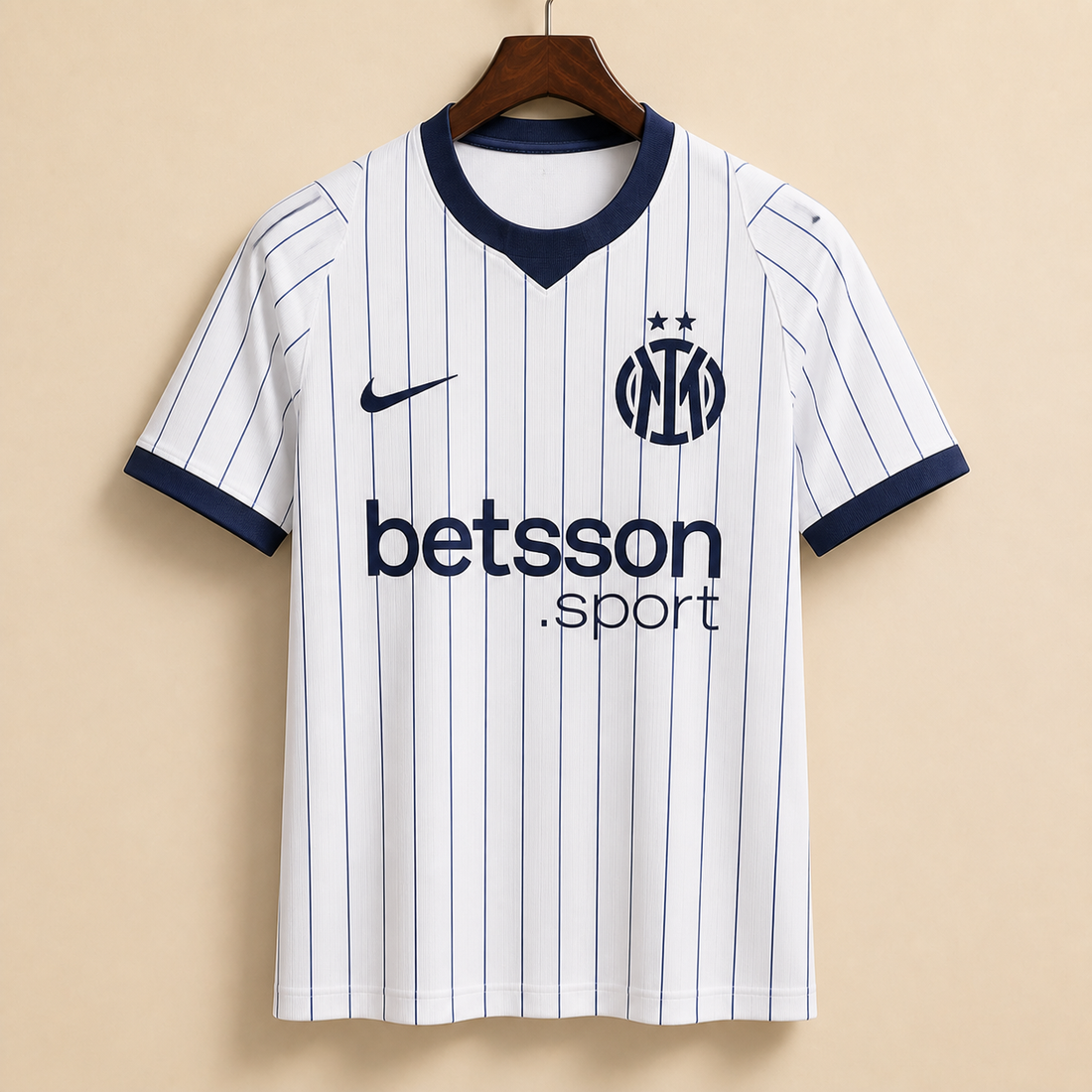 Inter Milan - Maillot extérieur 2026/27 - Blanc à Rayures Bleues - Vue avant